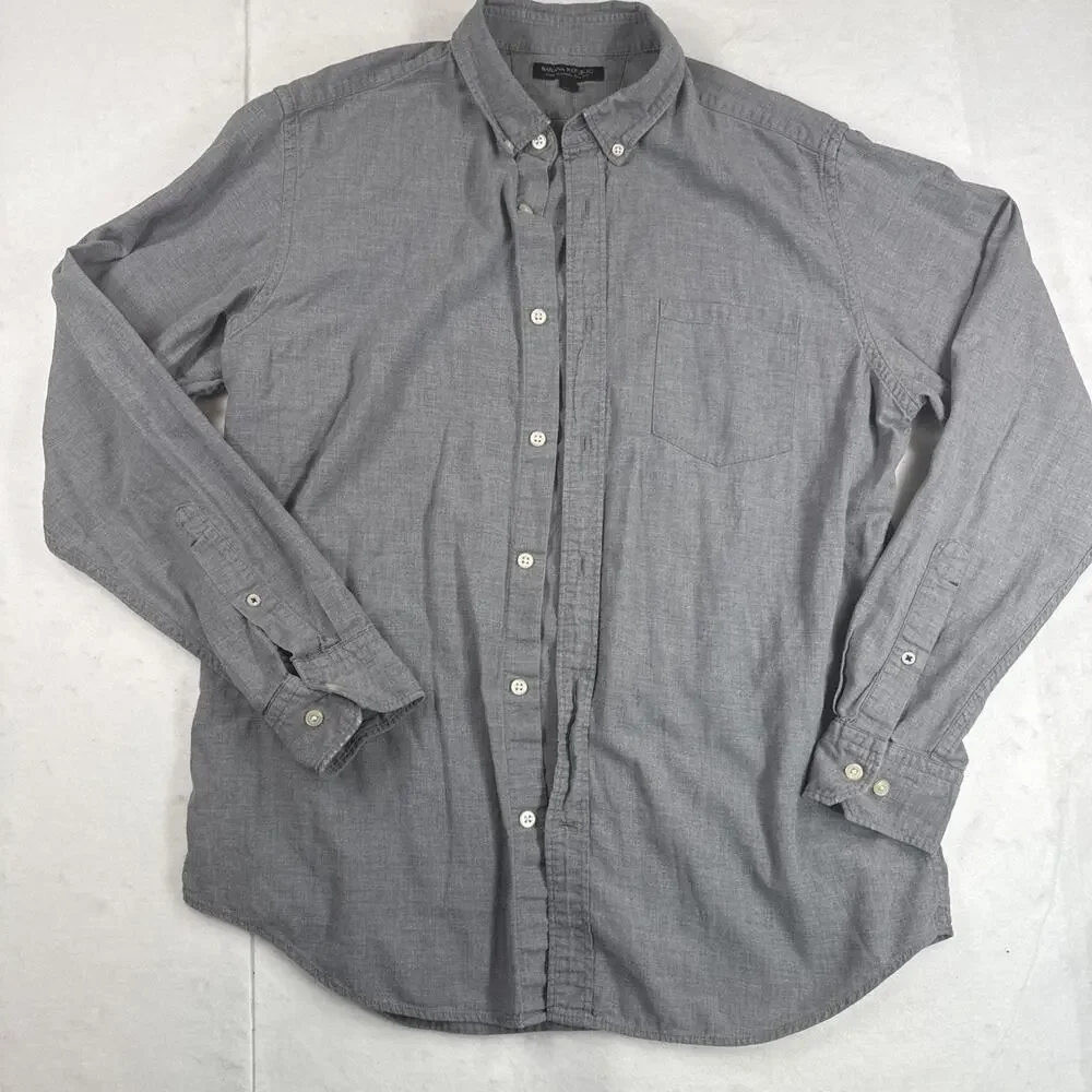 Banana Republic Shirt Mens Large Gray Luxe Flannel Fit Long Sleeve Button Up